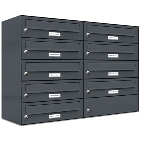 9er Briefkasten Anthrazit Anlage 9 Fach Wandbriefkasten Postkasten