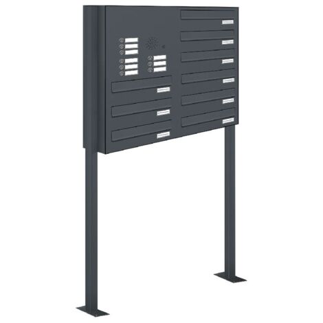 9er Briefkastenanlage Standsystem Durchwurf - Klingel RAL 7016 Anthrazit