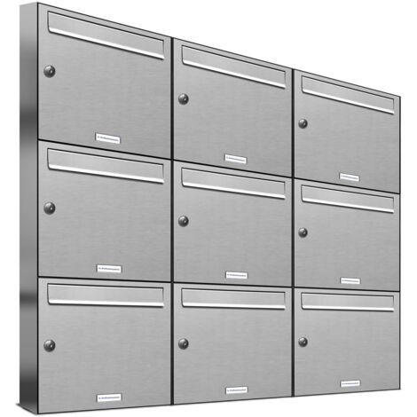9er Edelstahl Briefkasten Anlage 9 Fach Wandbriefkasten Postkasten