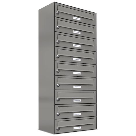 9er Premium Briefkasten Aluminiumgrau RAL Farbe 9007 für Außen Wand Postkasten 1x9
