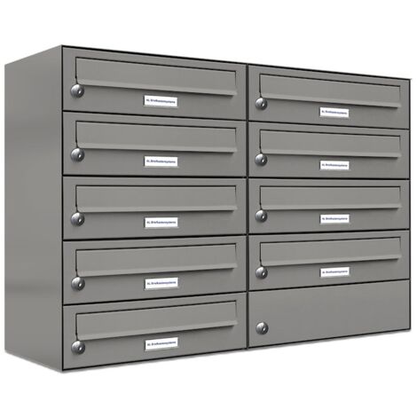 9er Premium Briefkasten Aluminiumgrau RAL Farbe 9007 für Außen Wand Postkasten 2x4