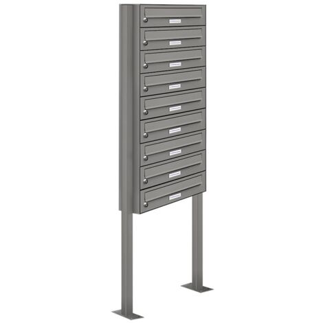 9er Premium Standbriefkasten RAL 9007 freistehend Postkasten Ständer 1x9