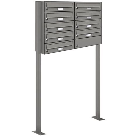 9er Premium Standbriefkasten RAL 9007 freistehend Postkasten Ständer 2x5