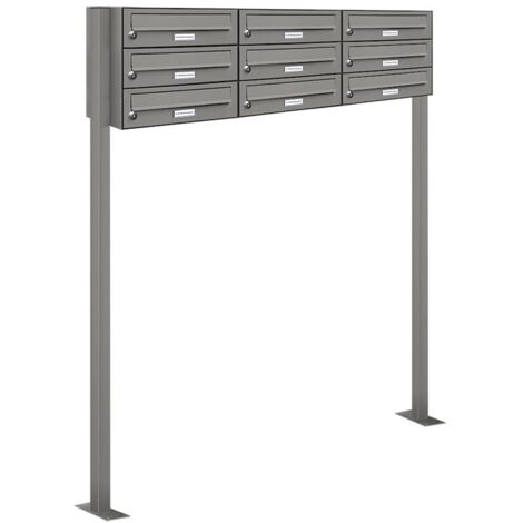 9er Premium Standbriefkasten RAL 9007 freistehend Postkasten Ständer 3x3 L