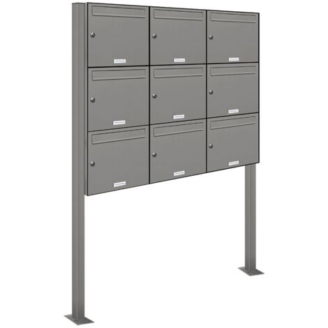 9er Premium Standbriefkasten RAL 9007 freistehend Postkasten Ständer 3x3 S
