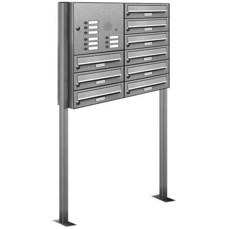 9er V2A Edelstahl Briefkasten Standanlage Freistehend mit Klingel