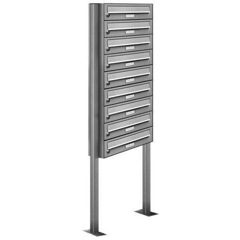 9er V2A Edelstahl Standbriefkasten Anlage Freistehend
