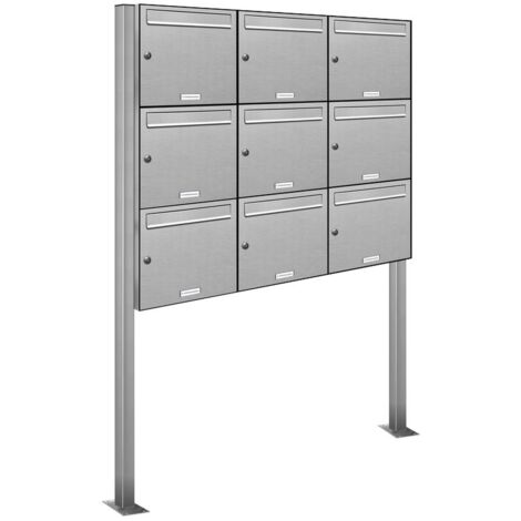 9er V2A Edelstahl Standbriefkasten Anlage Freistehend