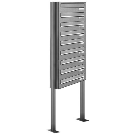 9er V2A Edelstahl Standbriefkasten Freistehend Durchwurfanlage