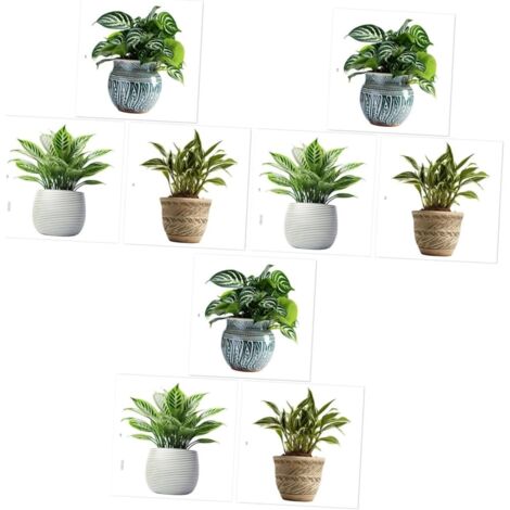 9feuilles Autocollants De Fenêtre Pour Plantes Pot Décorations Murales