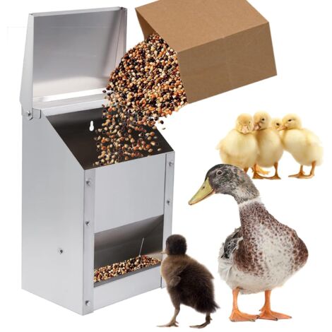 9kg Futterautomat Für Hühner, Geflügel Futterautomat Edelstahl, Automatischer Futterspender Für Hühnerfutter, Futtertrog Für Hühner Und Wachteln, Hängende Futternapf