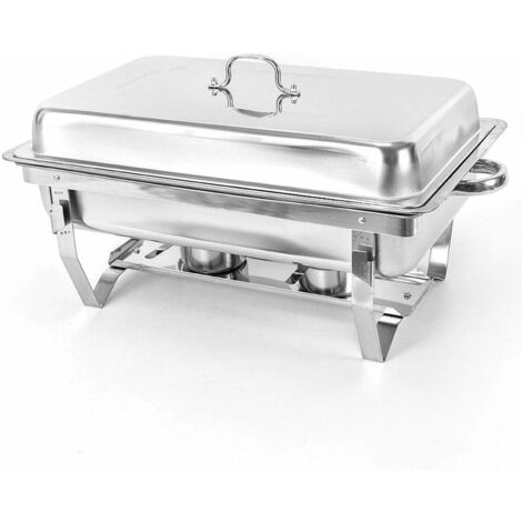 9L Edelstahl Speisenwärmer Warmhaltebehälter Wärmebehälter 2 Brennpastenbehälter Chafing Dish
