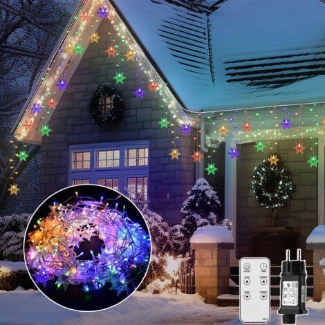 XIIW 9M LED Schneeflocken Lichterkette Lichtervorhang 360 LEDs IP44 10 Modi Weihnachtsbeleuchtung Außen Innen Lichterketten, Weihnachts Party Deko, Warmweiß RGB, Fernbedienung, 31V, Timer Speicherfunktion