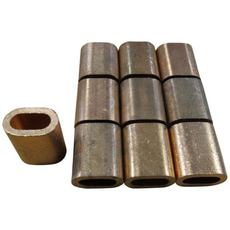 9MM, Oval Section, Copper Ferrules / Sleeves For Stainless Wire Rope, QTY - 10