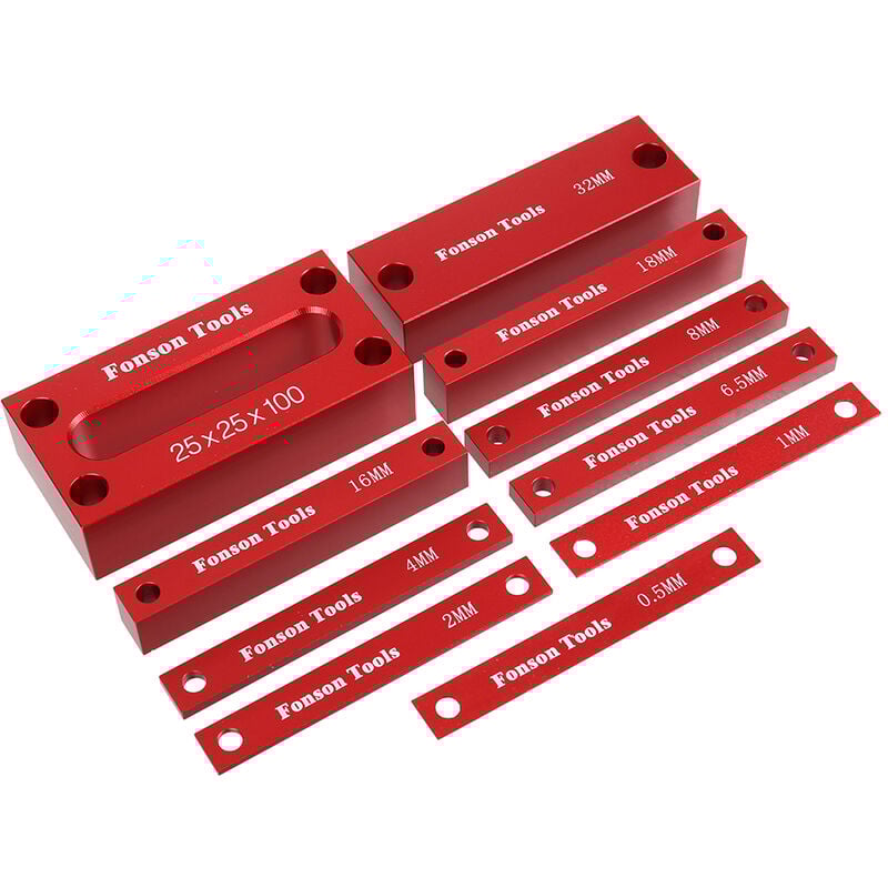 Insma - 9pcs 1-25mm métriques Blocs de configuration du travail du bois jauge de hauteur barres de configuration en alliage d'aluminium de précision