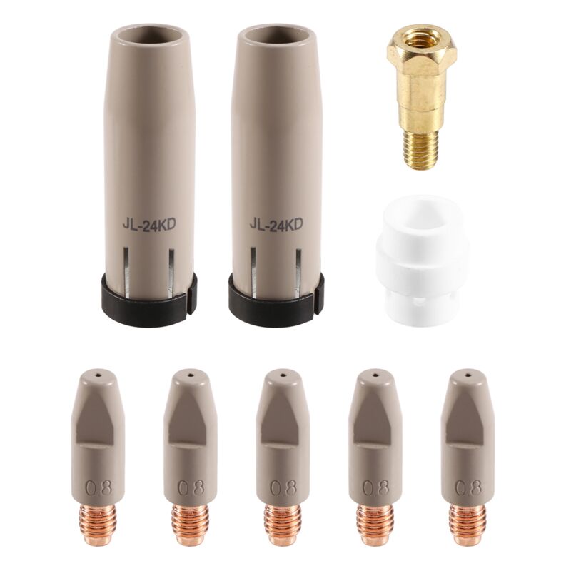 Image of Tlily - 9Pcs 24KD Beschichtung Schutz Düse 0,8mm mig Brenner Gas Spitze Halter von migmag Schweißen