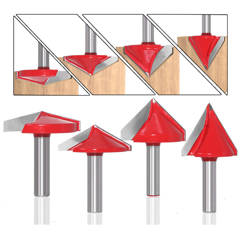 Ikodm - 9Pcs Fraise à rainurer droit en v, 60° 90° 120° 150°, queue de 8mm, Fraise à bois 3D en v Fraise à graver cnc
