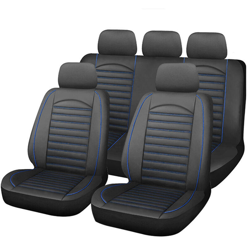 

9PCS Funda de Asiento de Coche Universal, Juego Completo, Cubierta de Cojín Impermeable para Asientos Delanteros + Traseros