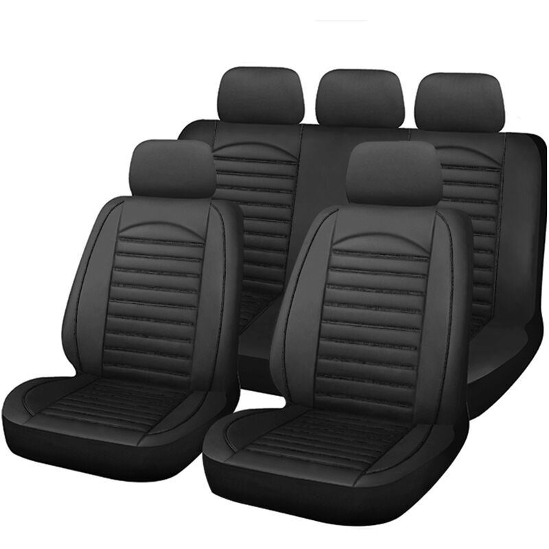 

9PCS Funda de Cuero para Asiento de Coche Universal, Juego Completo, Cojín Impermeable para Asiento Delantero + Cubierta de Asiento Trasero