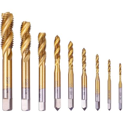 9pcs HSS Taps Spiral Flute Taps Tapping Threading Hand Machine Taps M2 M2.5 M3 M4 M5 M6 M8 M10 M12 Thread Insert Tapping Tool