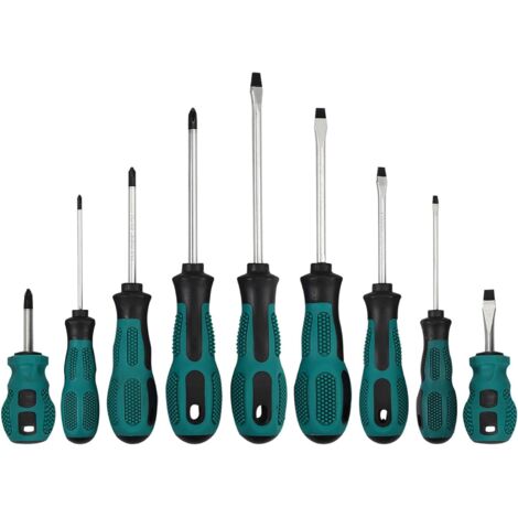 9pcs Jeu de Tournevis Inclure Tournevis pour Vis Cruciformes et Vis à Fente avec Anneau Magnétique et Tapis de Rangement à Vis