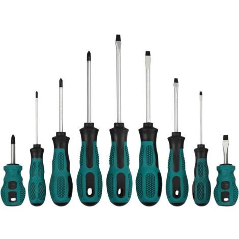 9pcs Jeu de Tournevis Inclure Tournevis pour Vis Cruciformes et Vis à Fente avec Anneau Magnétique et Tapis de Rangement à Vis