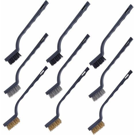 9pcs Mini Wire Brush Cleaning Brush Set (Black)