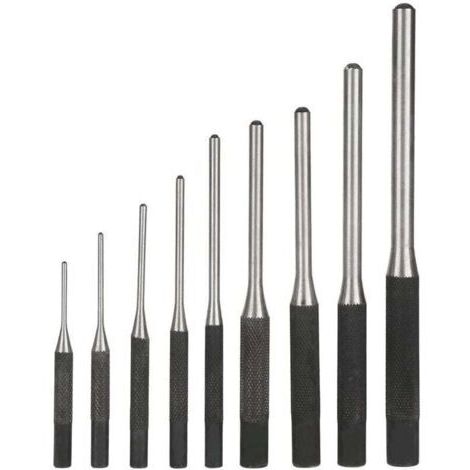 9PCS Poinçon Jeu de Chasse-goupilles En Acier Durable Professionnel, Outil à Main Ingénierie Mécanique，le noir，