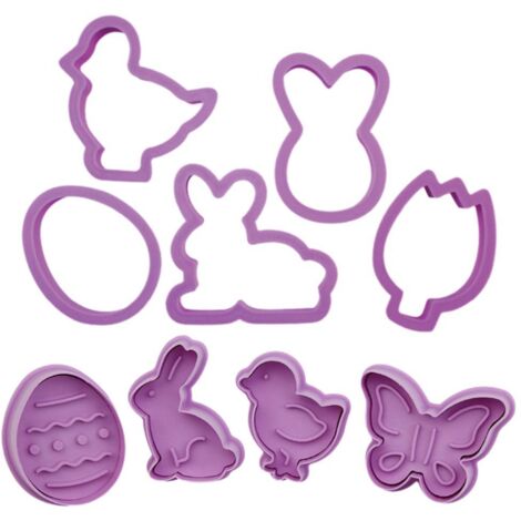9PCS/Set Easter Mold Plastic Animal Biscuit Cutter Cartoon Rabbit Molds Baking Tool Cupcake DIY Supplies