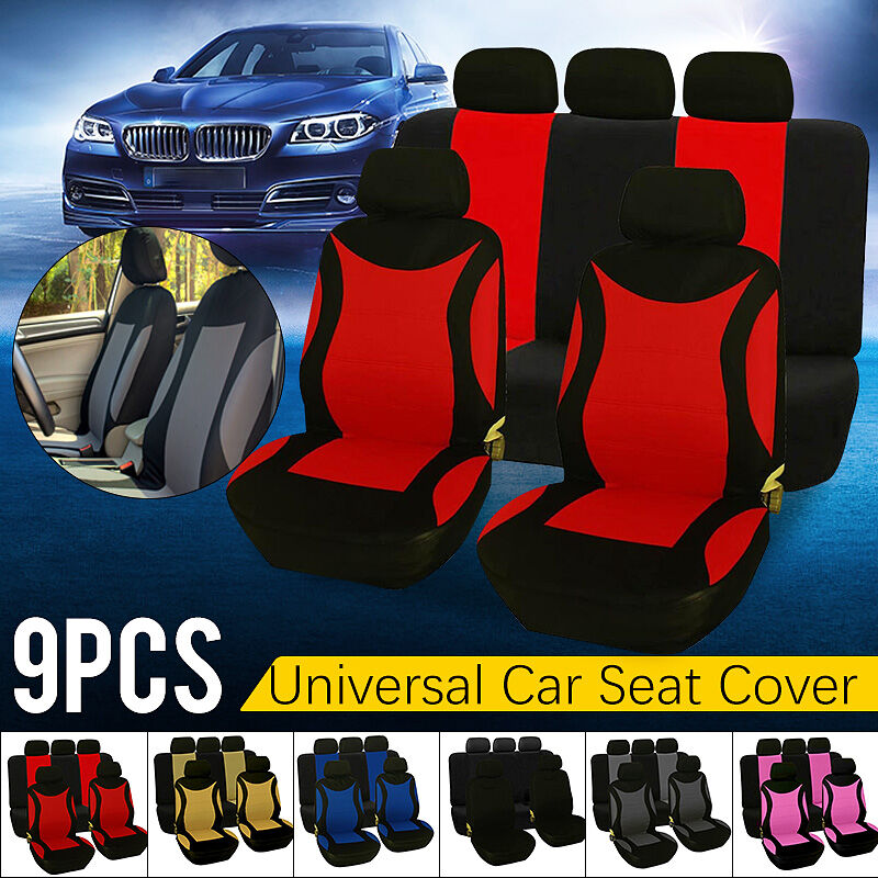 

9pcs / set Universal Car Auto Delantero + Trasero Juego completo Protector de cojín de asiento con reposacabezas (Beige, 9pcs)