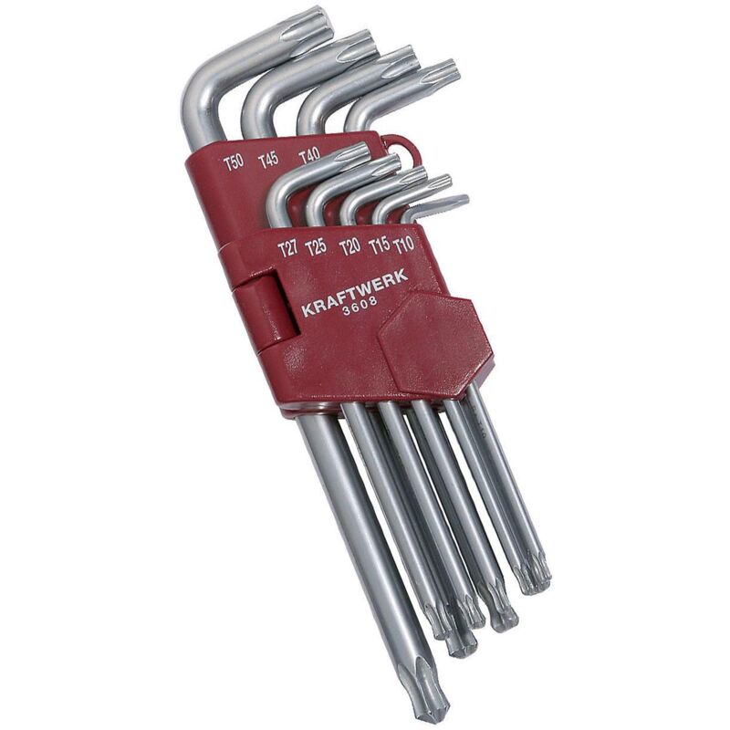 9pz- Serie chiavi maschio Torx T10-T50, lucide