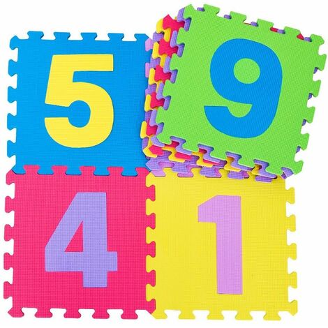 9pz Tappeto Tappetino Piastrella Puzzle Numeri 32x32x1 Per Bambini Gioco Da Interno