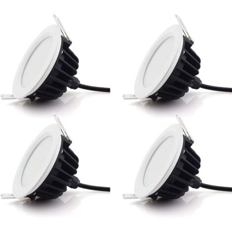 9W Downlight LED,Luminaires Encastrés Plafonnier Lampe à Panneaux - Étanche IP65 pour Salle de bains et Chambre Éclairage Intérieur Extérieur (3000K,AC220V-240V, Pack de 4)