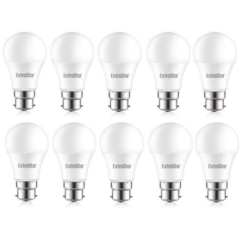 9W LED A60 Ball Bulb B22 Daylight  6500K (Pack of 10)