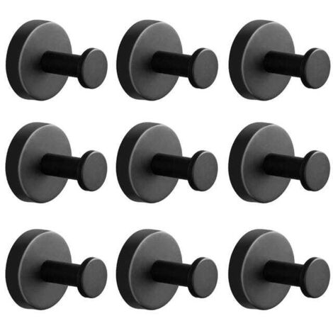 9x Handtuchhaken Schwarz Matt – Edelstahl Wandhaken