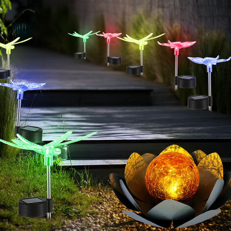 3er Set LED Solar Outdoor Licht Schmetterling Bunt
