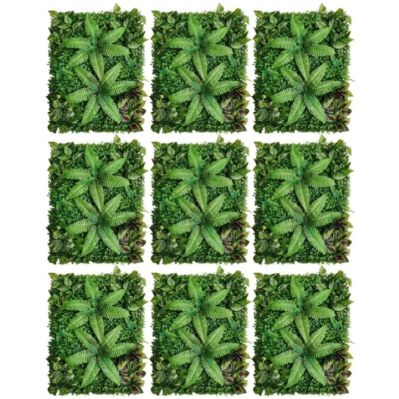 Senderpick - 9X Panneau de verdure artificielle pour haie murale, herbe, clôture, feuillage Décoration