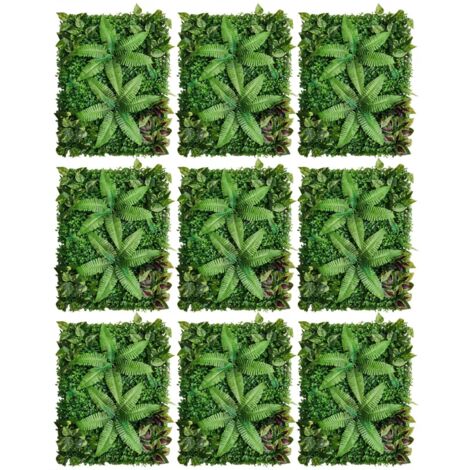 9X Panneau de verdure artificielle pour haie murale, herbe, clôture, feuillage Décoration