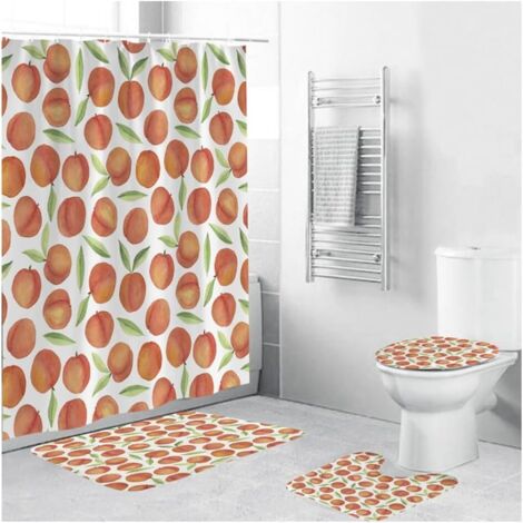 (A) 4-teiliges Duschvorhang-Set, Badezimmer-Duschvorhang-Set mit Duschvorhang