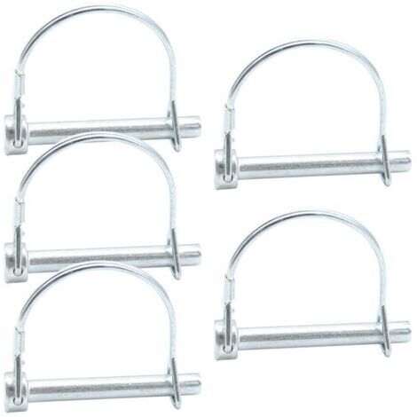 A （6×0.8×0.8cm） Lot de 5 goupilles de sécurité 8 mm x 60 mm - Avec fermeture à verrouillage en acier galvanisé pour remorques, camions, tracteurs, bennes à benne basculante