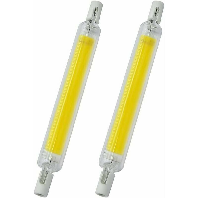 2Pcs 78MM 10W 220V Lampe à led R7S Haute Luminosité Modèle Verre cob à Double Extrémité Lampe Remplace les Lampes Halogènes, Faible Consommation