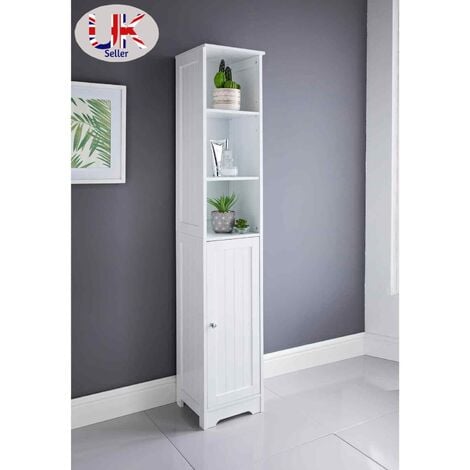 A Brand New White Wood Tall Boy Storage Cabinet Unit - WHITE