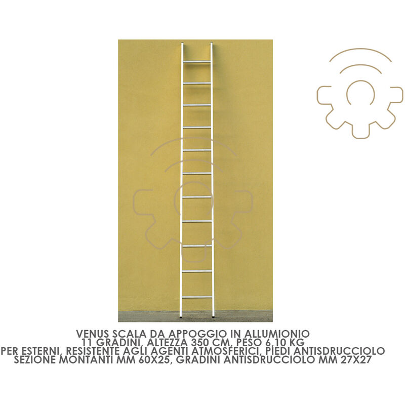 A chelle autoportante en aluminium Venus 11 marches 350 cm 6,1 kg avec pieds antidA rapants