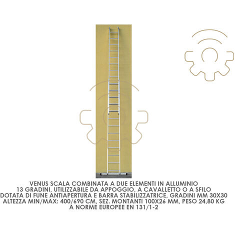A chelle combinA e Venus A  2 A lA ments 13 marches h min / max 400/690 cm support de rallonge pour A chelle