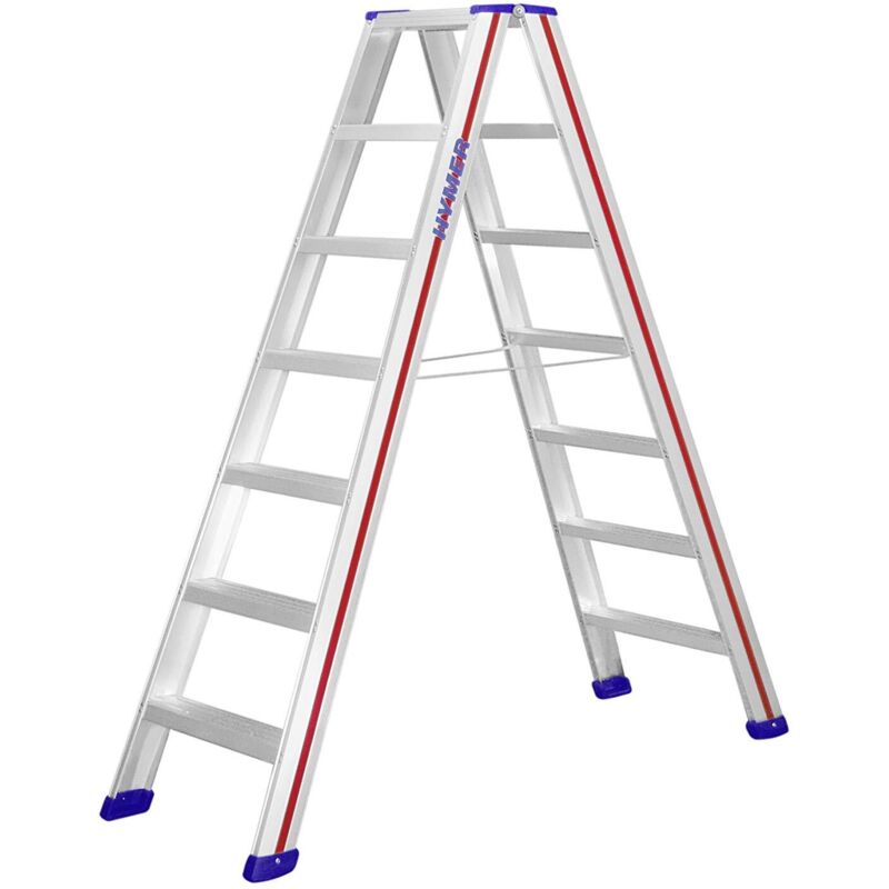 Escabeau double 2x7 marches - Hauteur max. de travail 3.14m - 6024/2X7