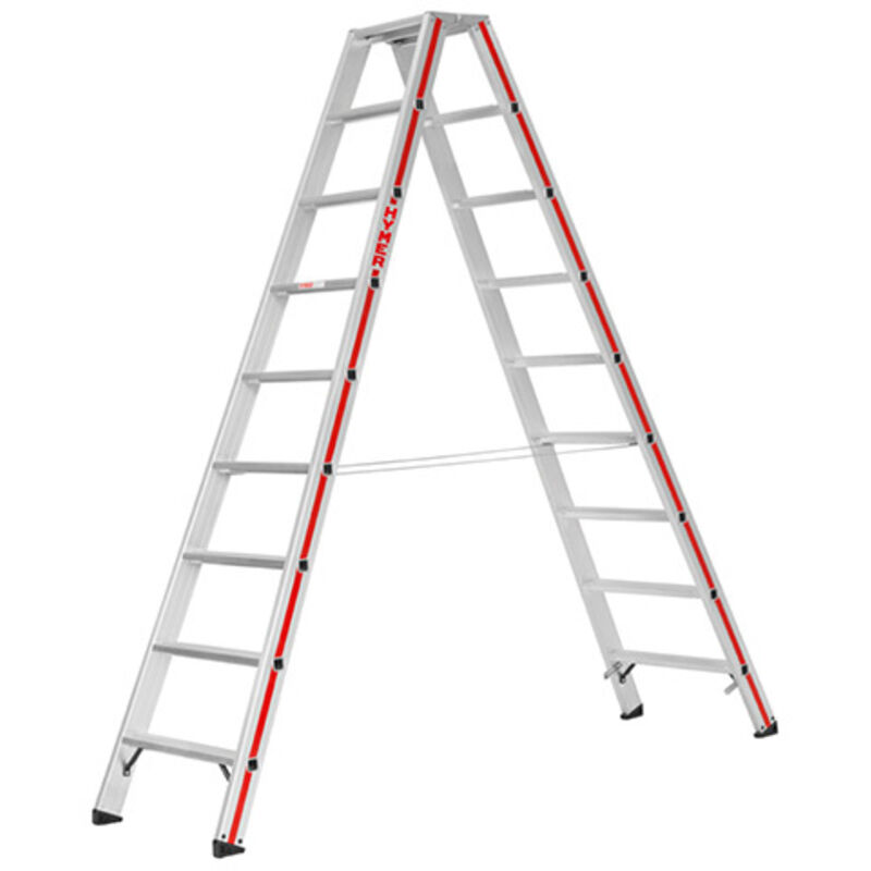 Escabeau double 2x8 marches - Hauteur max. de travail 3.37m - 6024/2X8