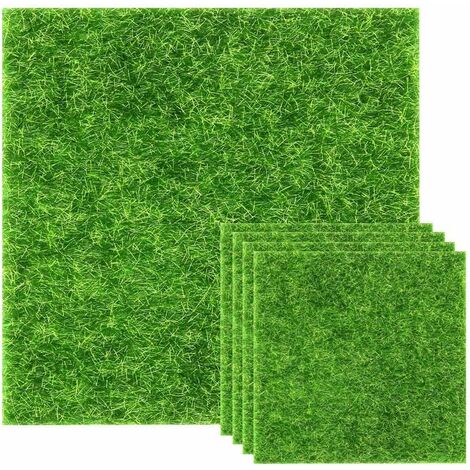 A Gazon artificiel réaliste vert pour intérieur ou extérieur, pelouse synthétique pour jardin, paysage, balcon, bureau, décoration de la maison (30 x 30, 15 x 15 cm) (5 pièces)