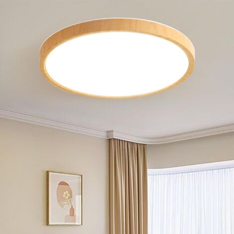 À Grain De Bois Plafonnier LED Encastré Ultra-Mince, Moderne Luminaire 24W 3000K/4000K/6000K Sélectionnable, Rond Pour Salon, Cuisine, Salle De Bain, Couloir [Classe énergétique F]