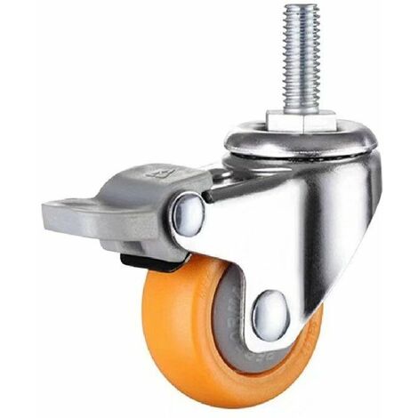 A-Roulettes de transport très résistantes avec frein,pivotantes à 360 degrés,parfaites pour les petits meubles (orange,dimensions : 25mm,M6×15),1pcs A