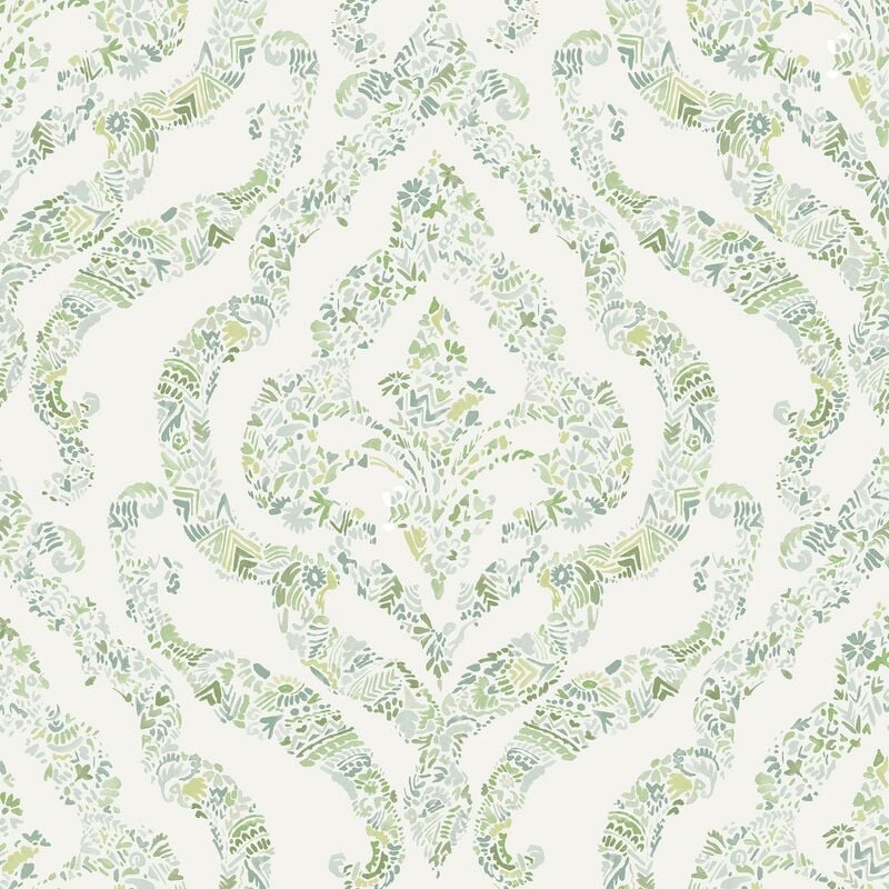 Featherton Damask Sage Green Wallpaper Paste The Wall Modern - A Street Prints